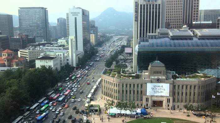 Seoul City Hall nhìn từ Plaza Hotel