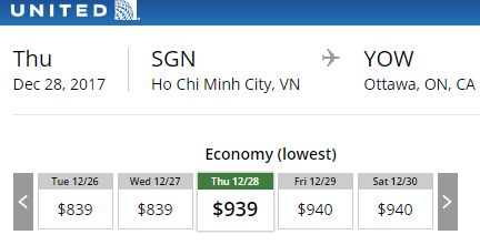 Giá vé máy bay đi Ottawa tháng 11.2017