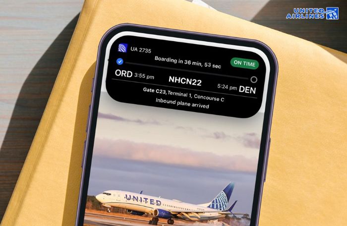Thông tin chuyến bay trên ứng dụng United Airlines Thông tin chuyến bay trên ứng dụng United Airlines