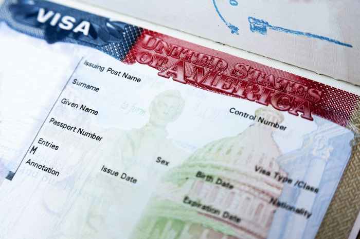 Mẫu visa nhập cảnh nước Mỹ.